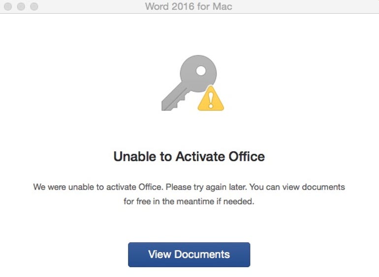 unable to activate office 2016 in mac