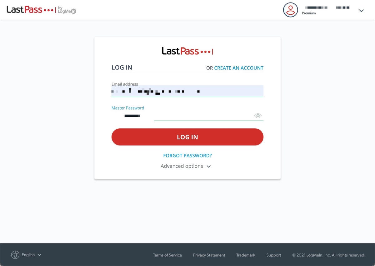 Log into your LastPass account