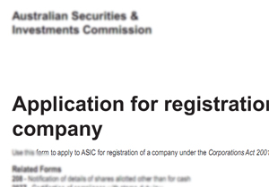 screenshot of Australian business registry form