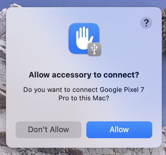 The Allow Accessory to Connect prompt in macOS Ventura