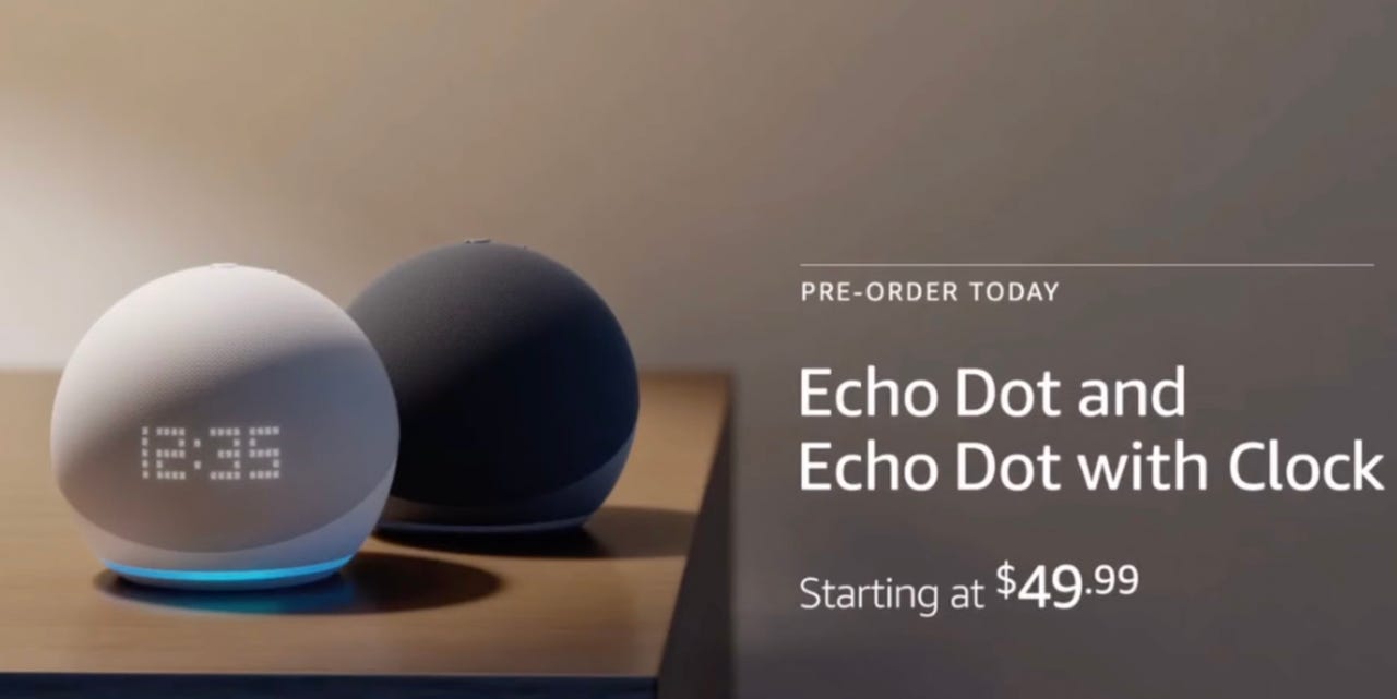 New 5th-gen Echo Dot, Echo Dot w/ Clock, and Echo Dot Kids