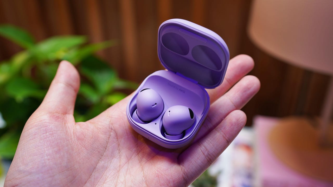 The Samsung Galaxy Buds 2 Pro in the hand.
