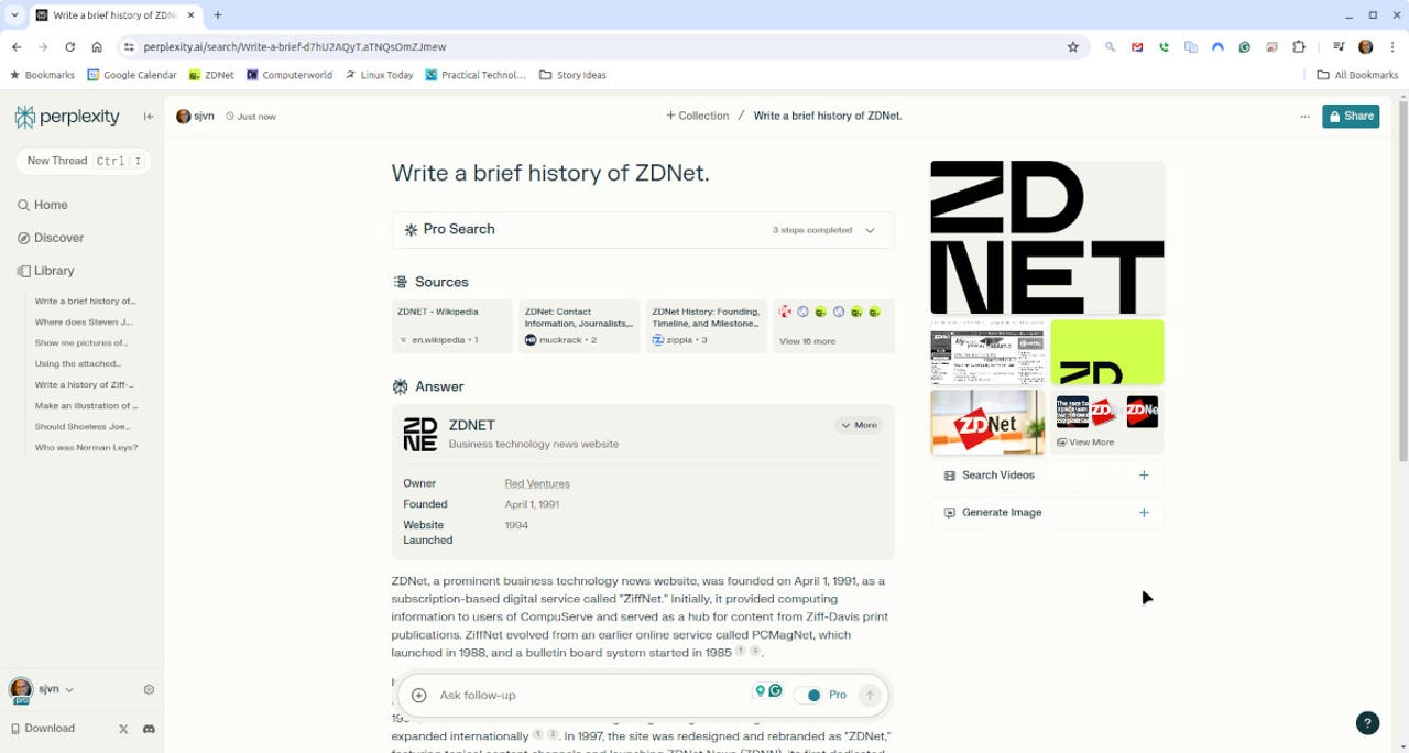 ZDNET's history according to Perplexity