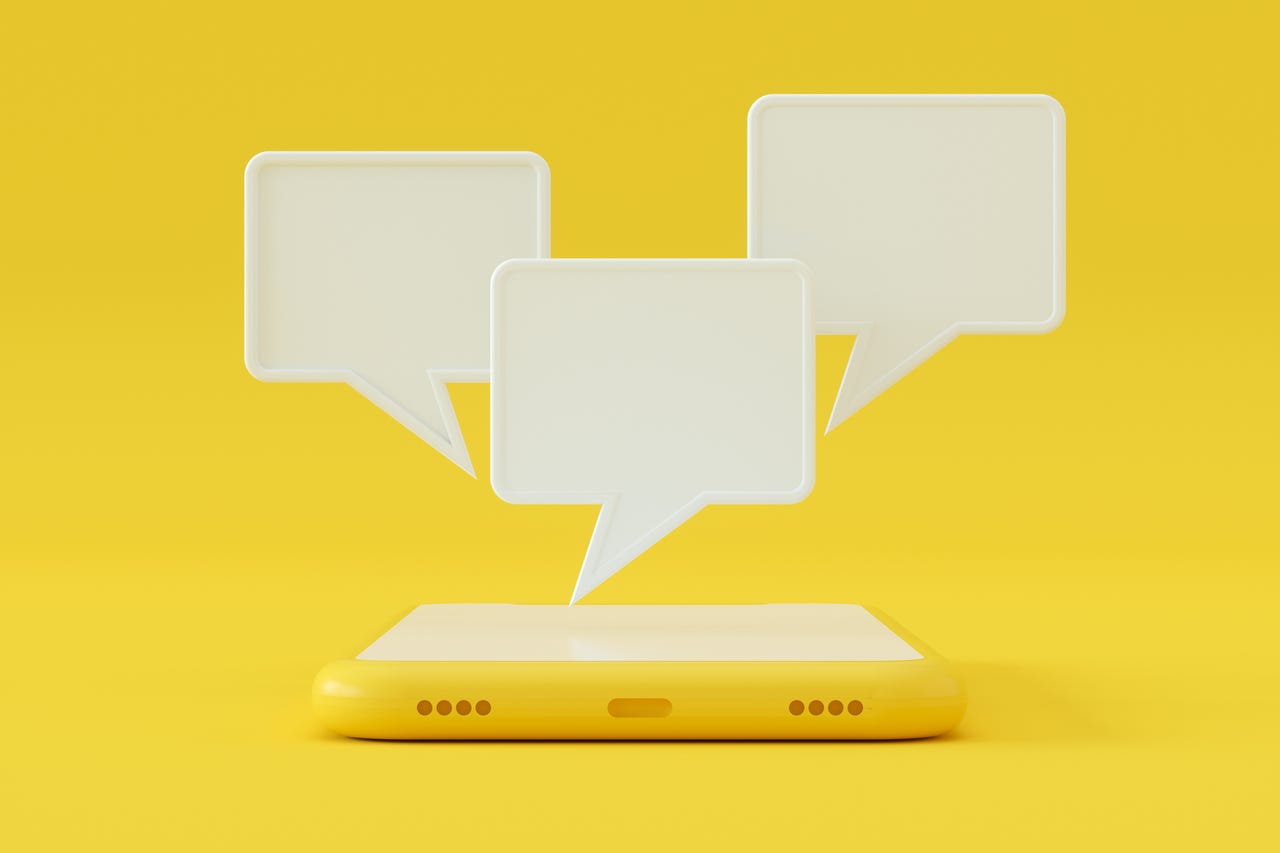 iPhone text concept on yellow background