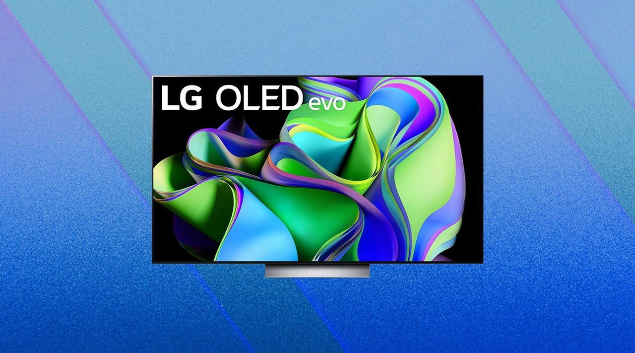 AN LG C3 OLED TV on a blue background