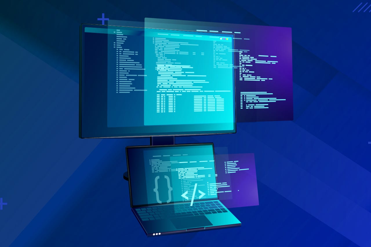 a representation of Linux running on multiple screens