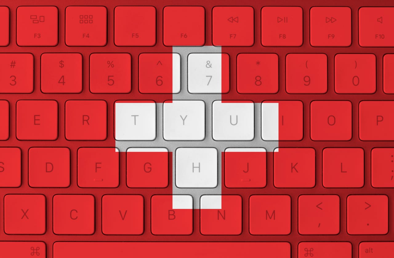 Switzerland flag on keyboard