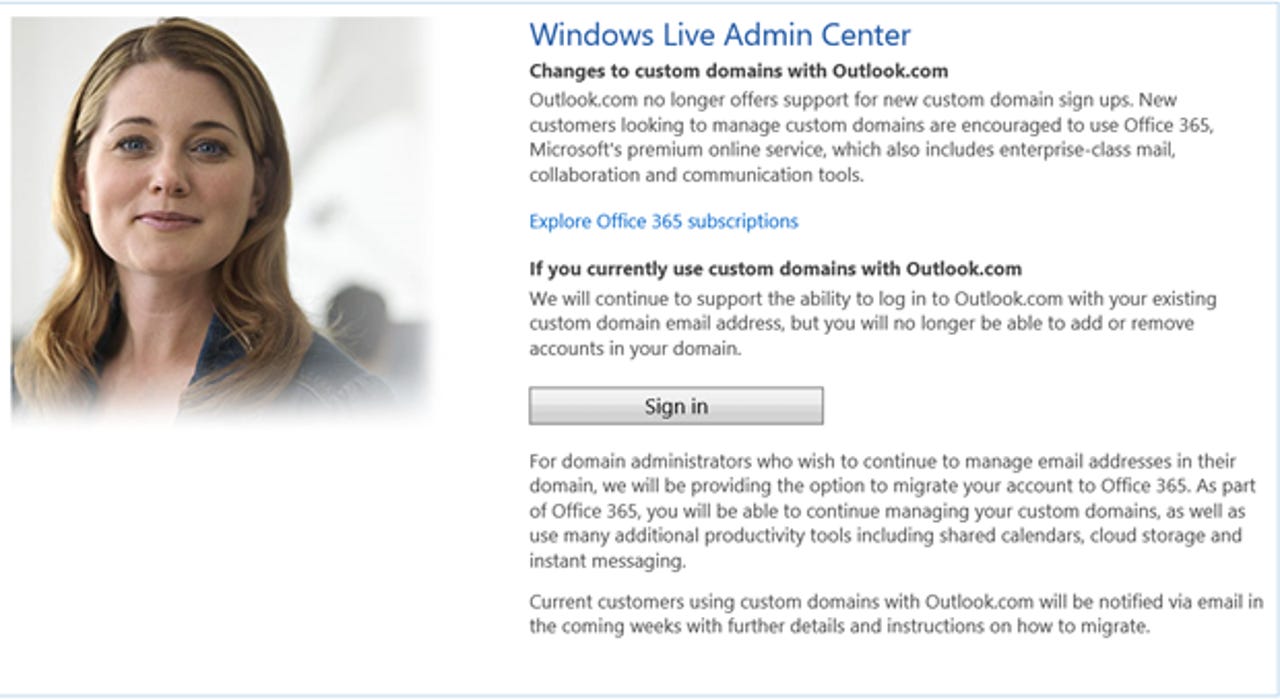 Microsoft ends support for custom domains in free email service | ZDNET
