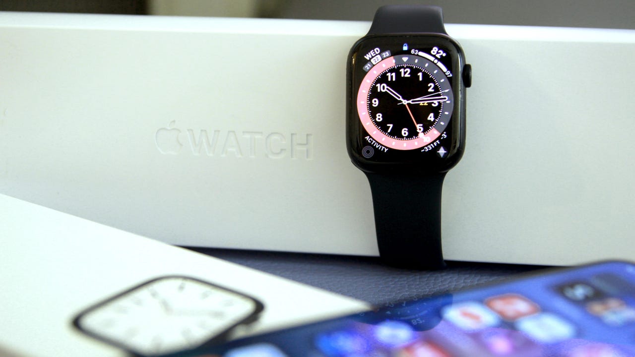 Apple Watch on a display bar