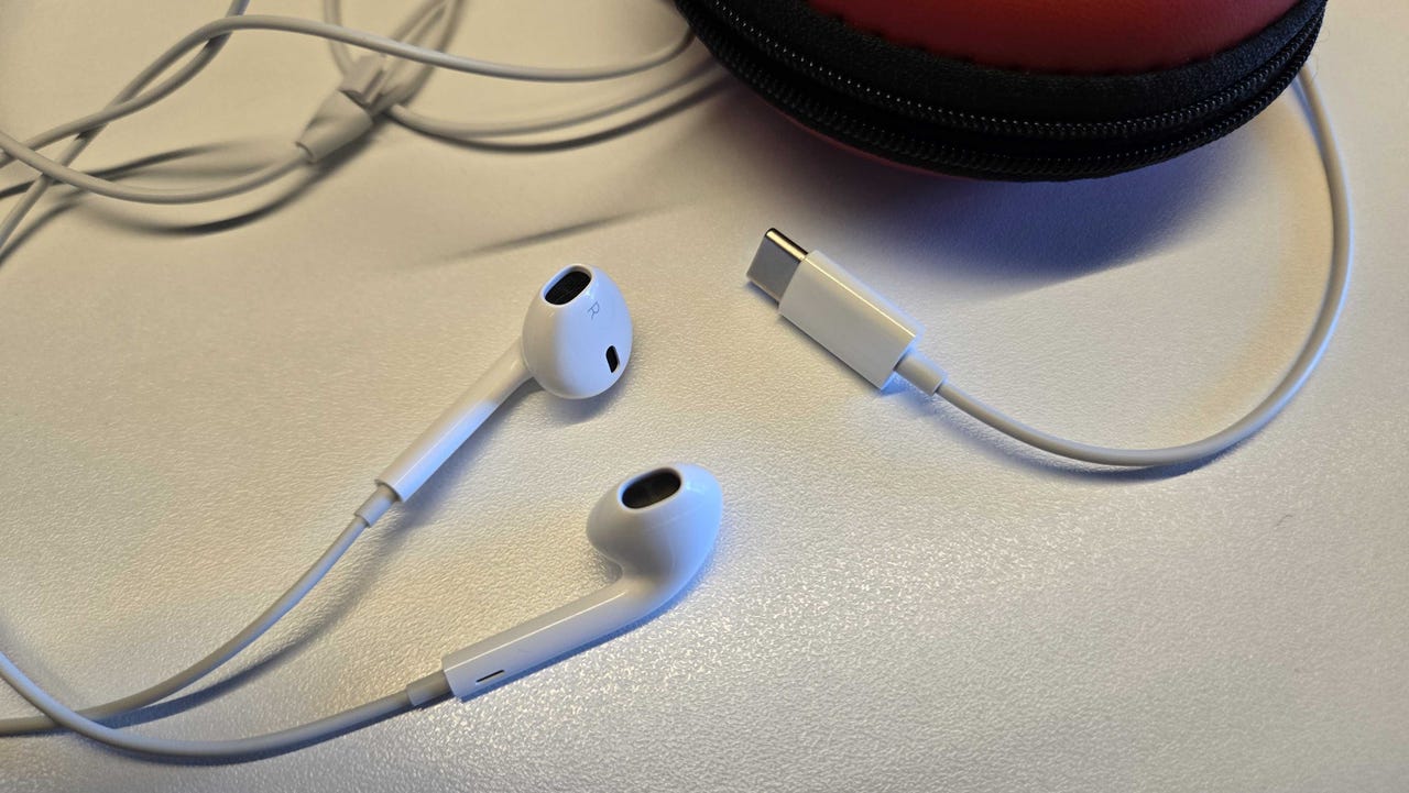 Apple EarPods against white backdrop