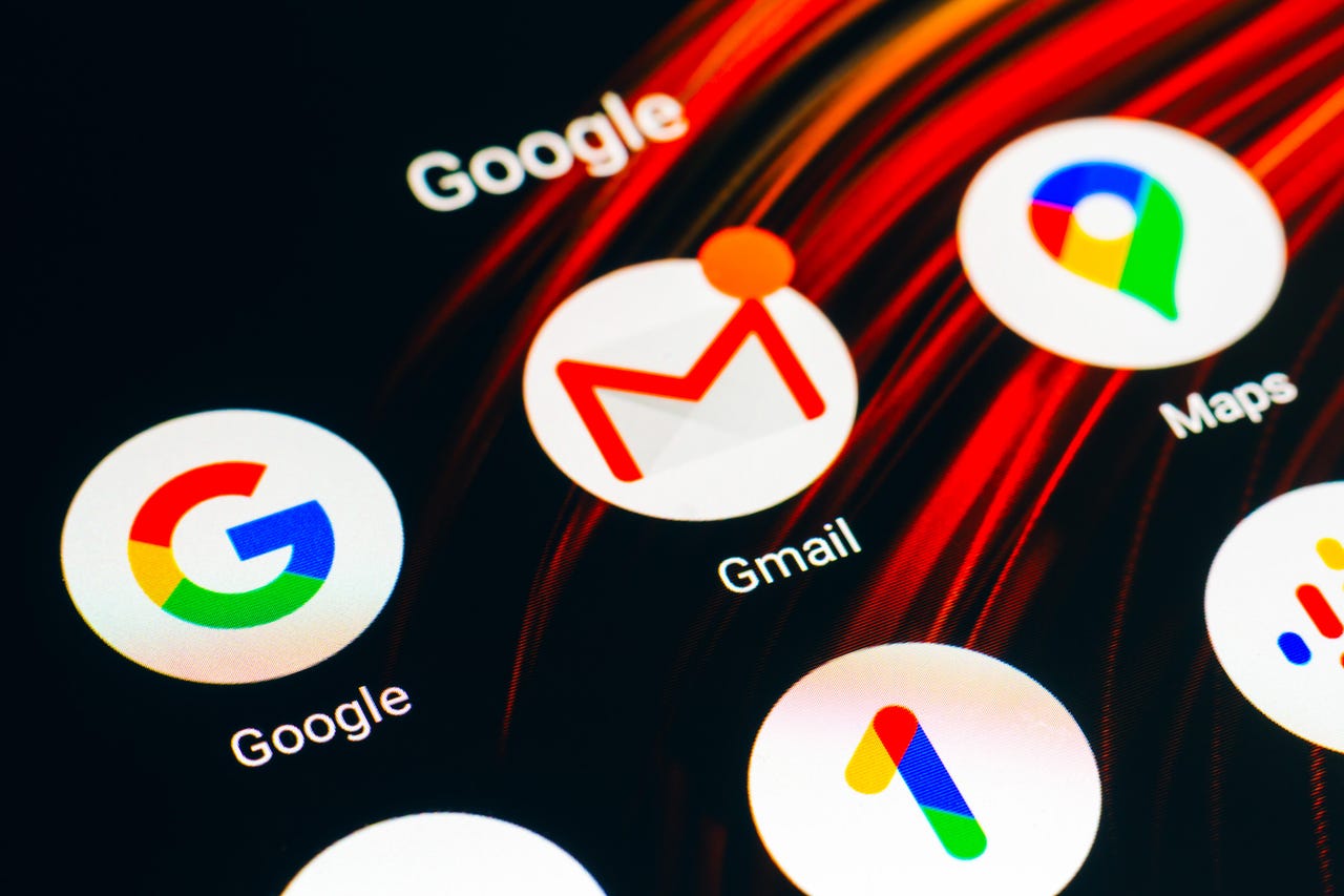 Gmail icon with unread message notification dot and other Google app icons