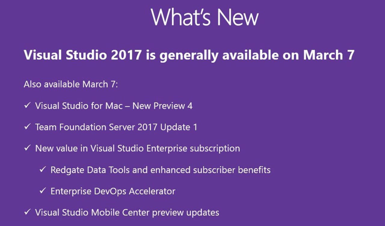 Microsoft's Visual Studio 2017 is now generally available | ZDNET